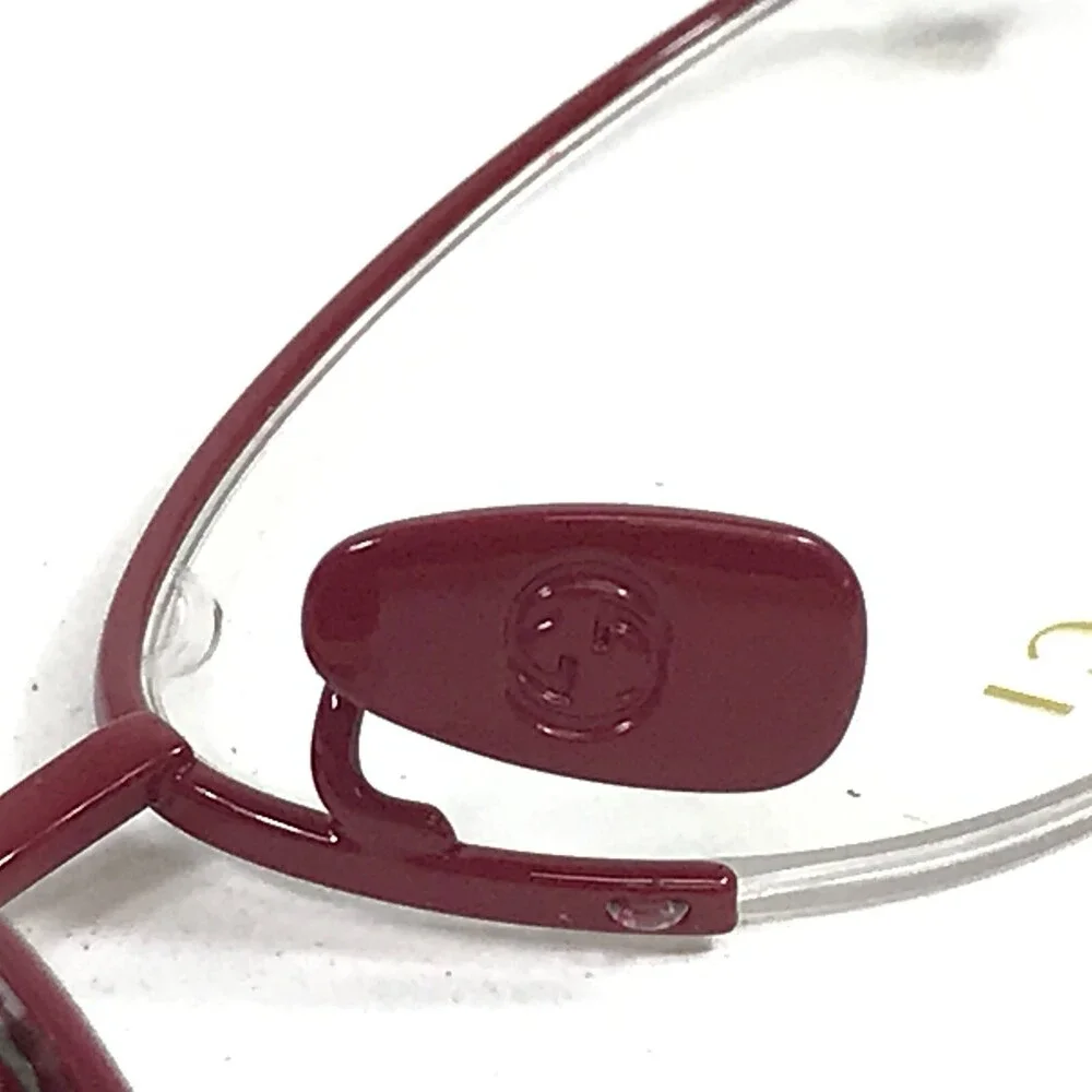 Gucci Eyeglasses Frames GG0339OJ 004 Titanium Red Oval Half Rim 53-19-140